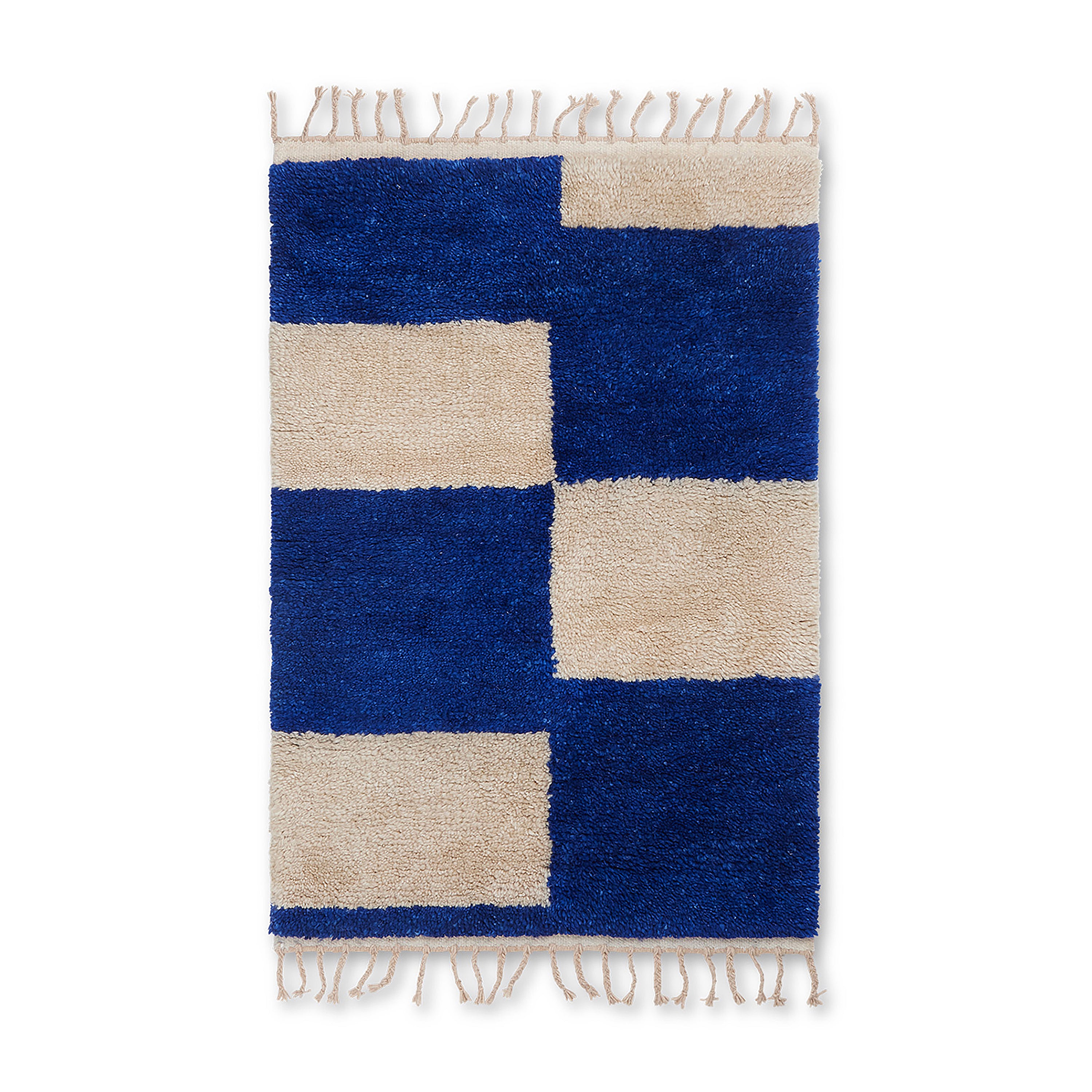 Mara Knotted Rug Large Blue & Off White - ferm LIVING - Courthouse