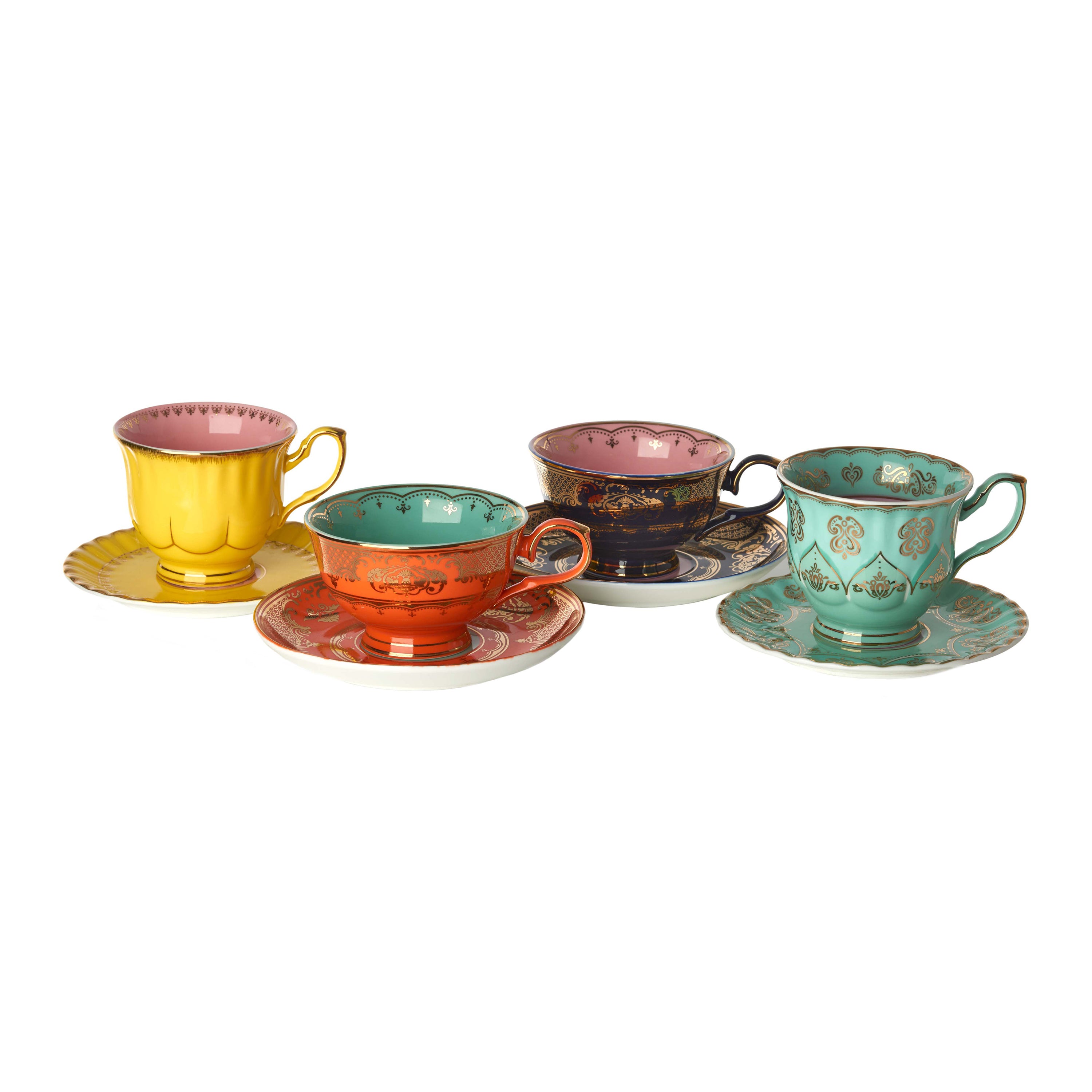 Grandpa set of 4 teacups and saucers in multicoloured - Polspotten