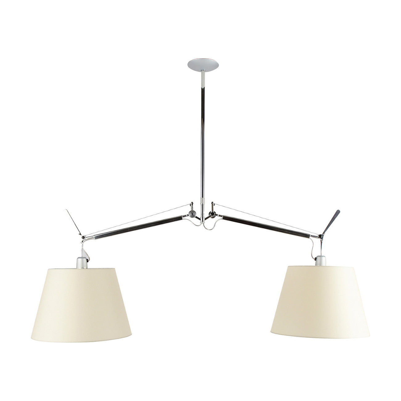 Artemide Tolomeo Suspension Decentralized Silk Satin Fabric Ø 32