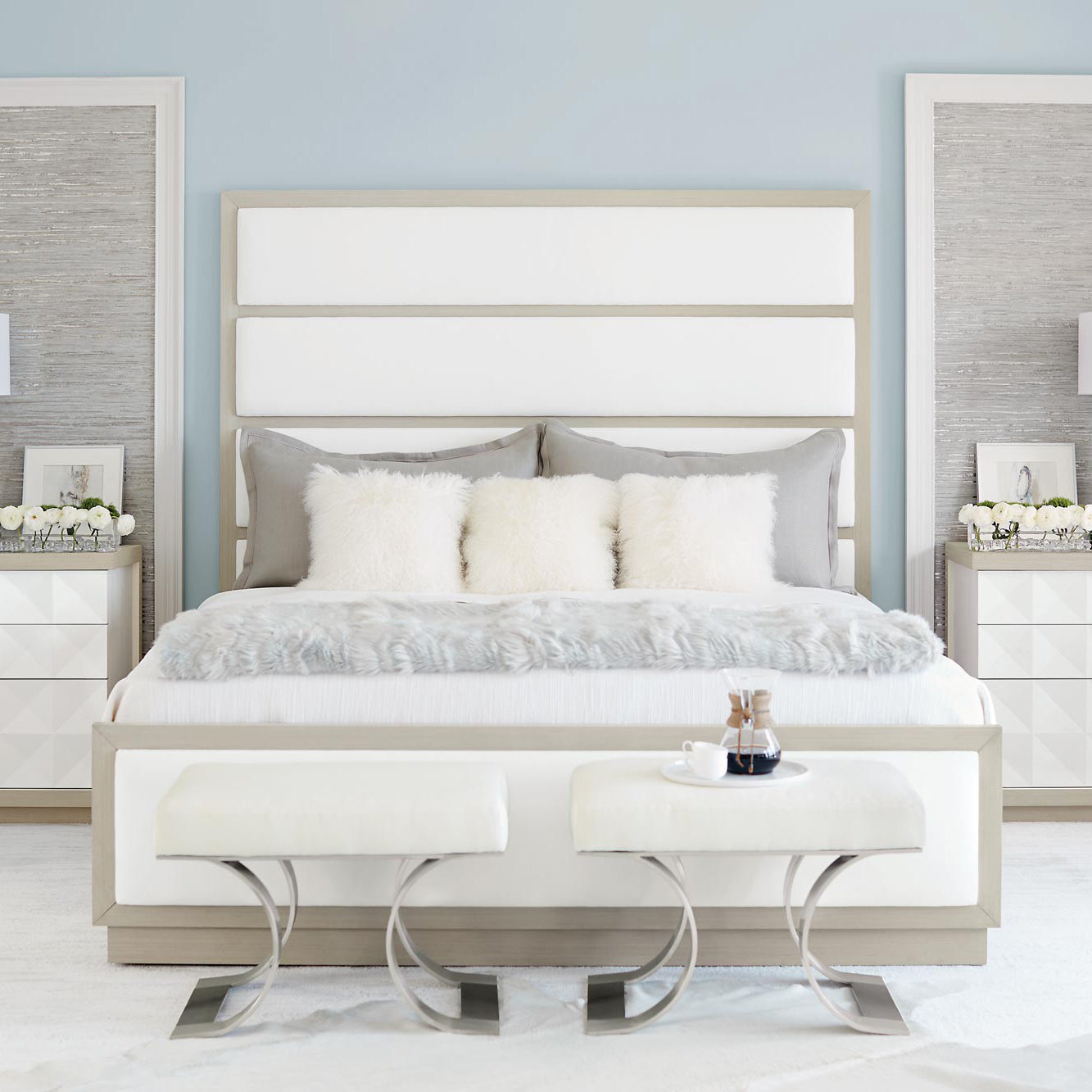 Bernhardt Axiom Upholstered Panel Bed With High Headboard - 2Modern