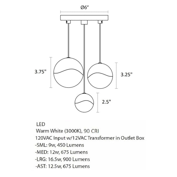 Grapes Three Light Multi Pendant Light