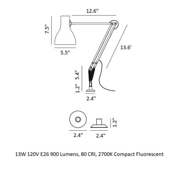 Type 75 Desk Lamp with Insert