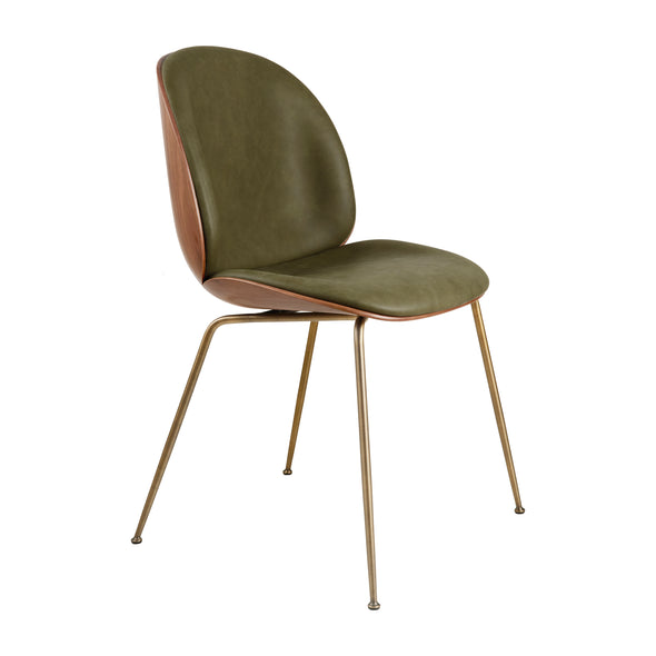 Beetle 3D Veneer Front Upholstered Dining Chair - Metal Base