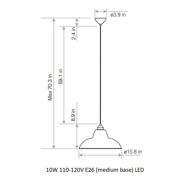 Original 1227 Brass Midi Wide Pendant Light