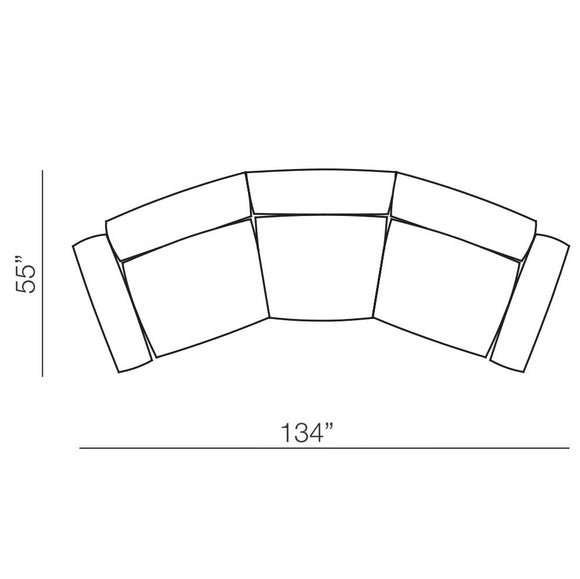 Marechiaro MH08/B 3-Seater Curved Sofa