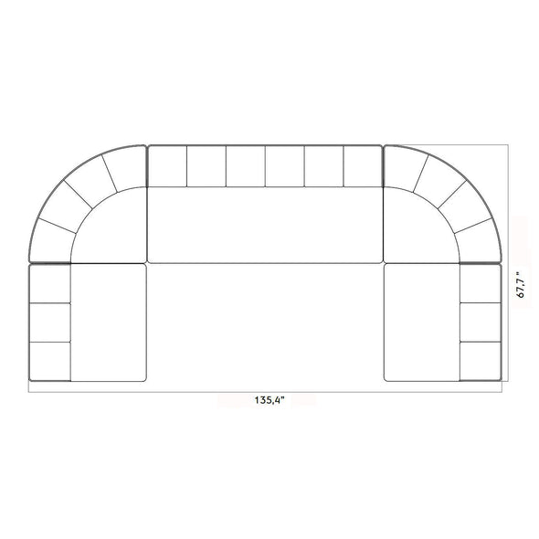 Eave Seamline 4-Seater Curved Sofa