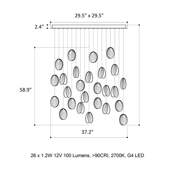 Mussels Rectangle LED Chandelier