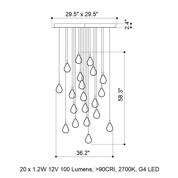 Soap Mini Square LED Chandelier