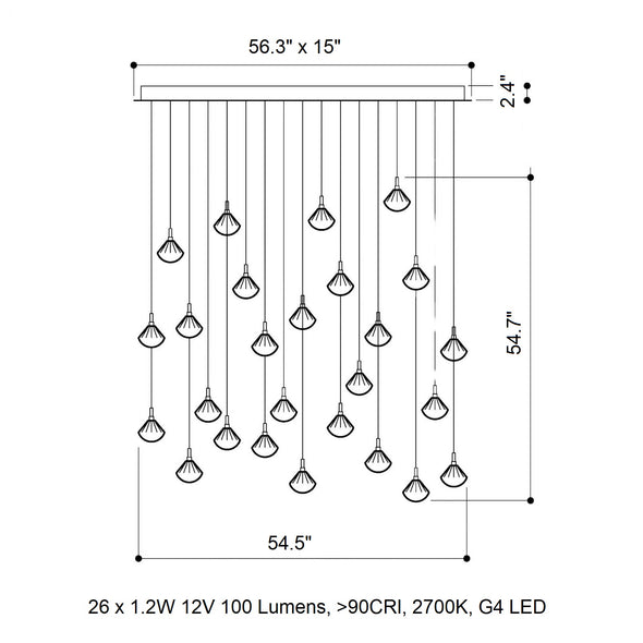 Stellar Dust Rectangle LED Chandelier