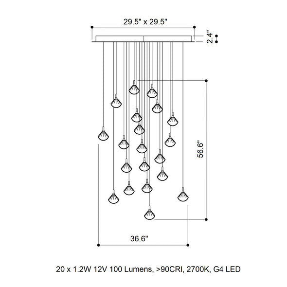 Stellar Dust Square LED Chandelier