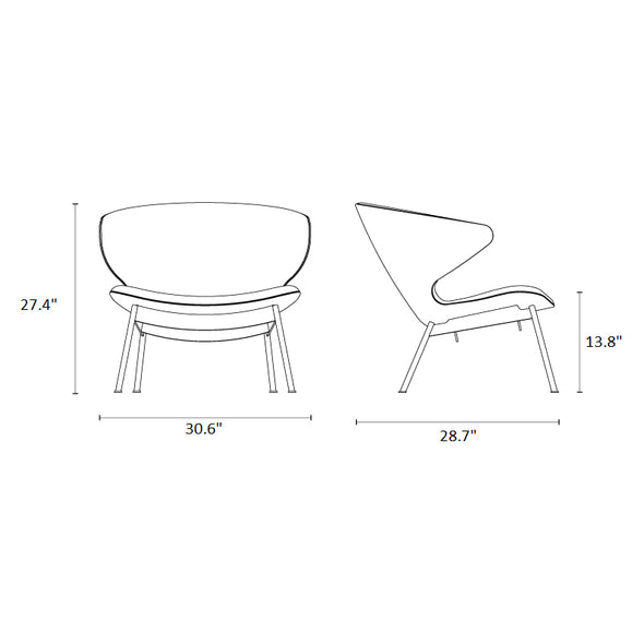 Ella Lounge Chair with Tubular Legs