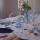 Celestial Embroidered Linen Runner