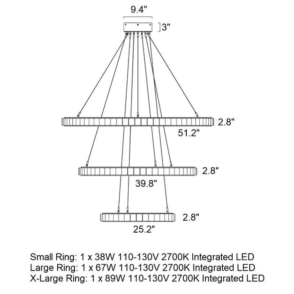 Avalon Triple LED Chandelier