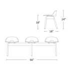 ALFI 3-Seat Low-Back Bench