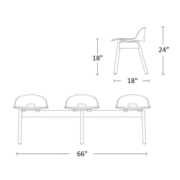 ALFI 3-Seat Low-Back Bench