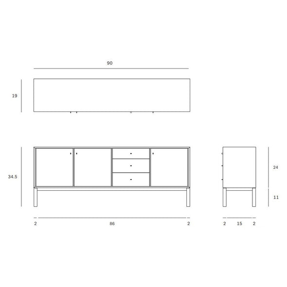 Sono 3-Door Sideboard