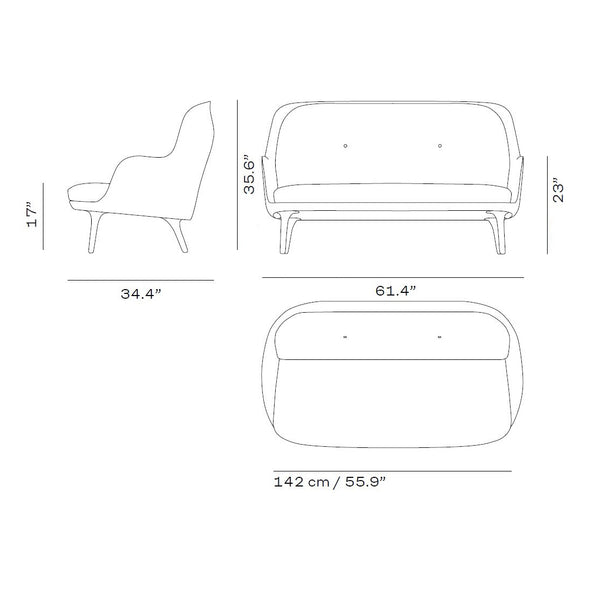 Fri 2-Seater Sofa with Metal Legs