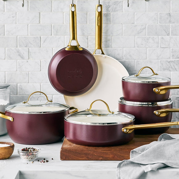 Marble Frying Pans, Venice Pots & Lids 9 Pcs Set
