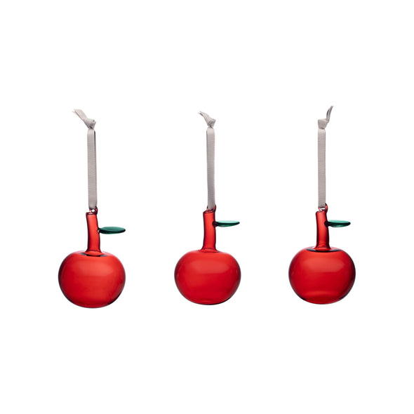 Glass Apple Ornament (Set of 3)