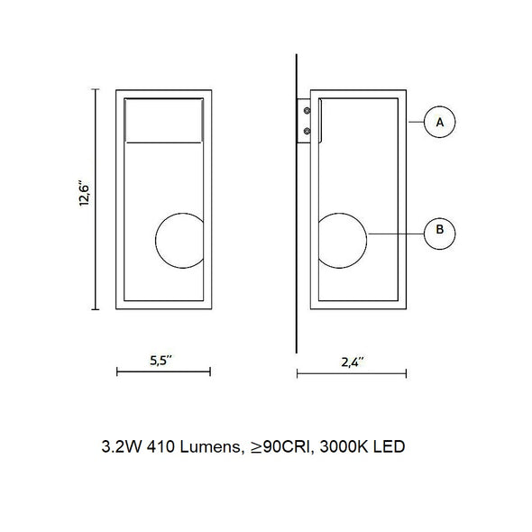 Abachina Outdoor LED Wall Sconce