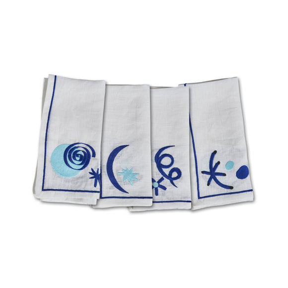 Celestial Embroidered Linen Napkin (Set of 4)