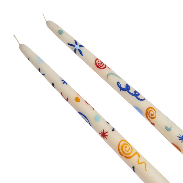 Celestial Hand-Painted Taper Candle (Set of 4)