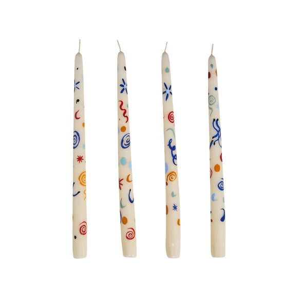 Celestial Hand-Painted Taper Candle (Set of 4)