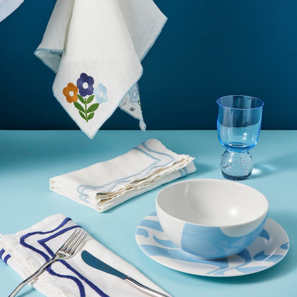 Colorblock Embroidered Linen Napkin (Set of 4)