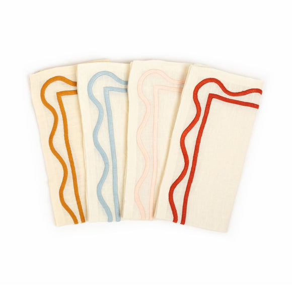 Colorblock Embroidered Linen Napkin (Set of 4)