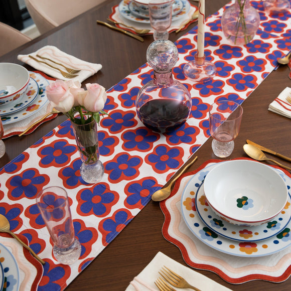 Floral Linen Table Runner