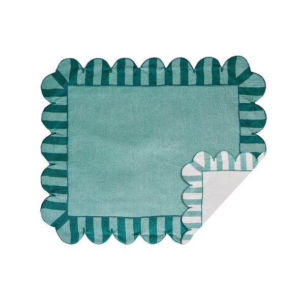 Jardin Embroidered Scalloped Stripe Double-Sided Placemat (Set of 4)