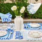 Jardin Embroidered Linen Scalloped Stripe Napkin (Set of 4)