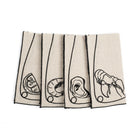 Line Drawing Seafood Embroidered Linen Napkin (Set of 4)