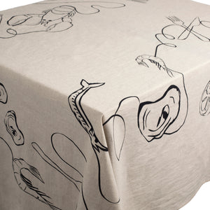 Line Drawing Seafood Linen Tablecloth