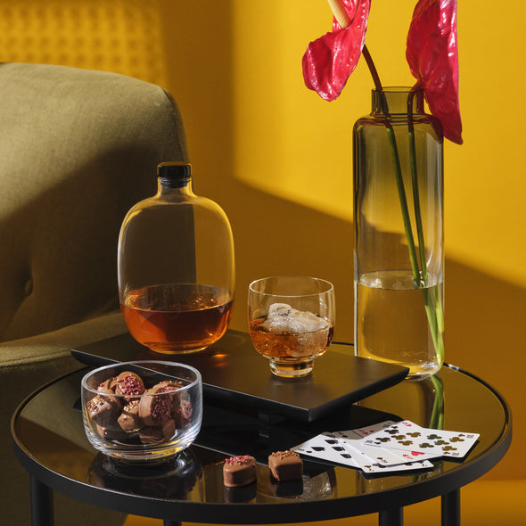 Malt Whiskey Bottle with Wooden Tray