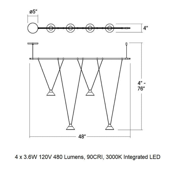 Suspenders 1-Tier Linear Multi Light Pendant Light