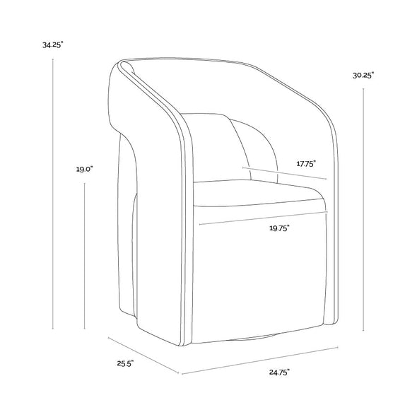 Kendrick Wheeled Dining Armchair