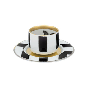 Sol Y Sombra Coffee Cup with Butterfly & Saucer