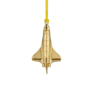 Christmas Rocketship Golden Ornament