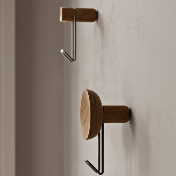 Wooden hooks concave shape, walnut wall hook, towel dots, modern coat hooks,  oak