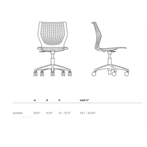 MultiGeneration High Task Chair Armless with Seat Pad