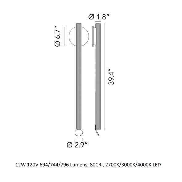 Flauta Spiga Outdoor Wall Sconce