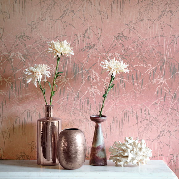 Mimosa Removable Wall Mural, Blush and Gold Removable Wallpaper