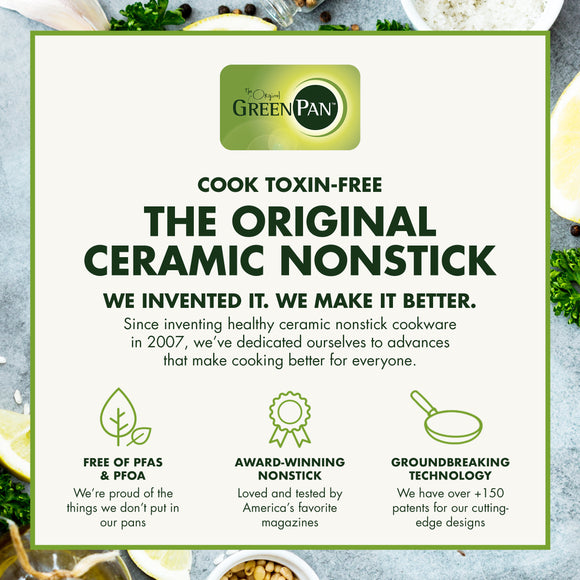 Reserve Ceramic Nonstick 10-Piece Cookware Set | Cream with Gold-Tone  Handles